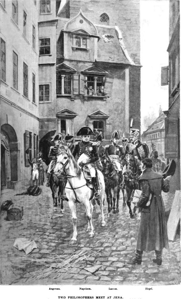 هگل و ناپلئون در ینا 1806 - این تصویر در سال 1895 در مجلهی هارپر منتشر شد